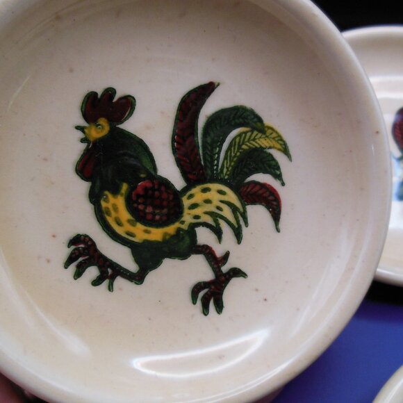 coasters ceramic rooster design vintage Poppytrail by Metlox Made in California - Picture 3 of 9